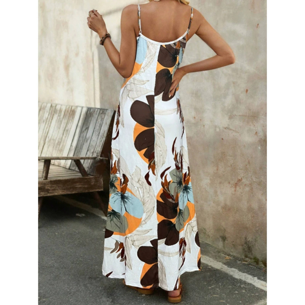 ZARA Spring Summer Vacation Style Floral Print Casual Strappy Loose Dress